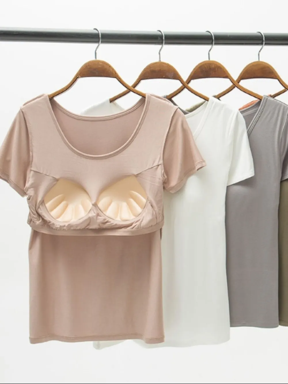 Round Neck Modal T-Shirt with Bra, image 8