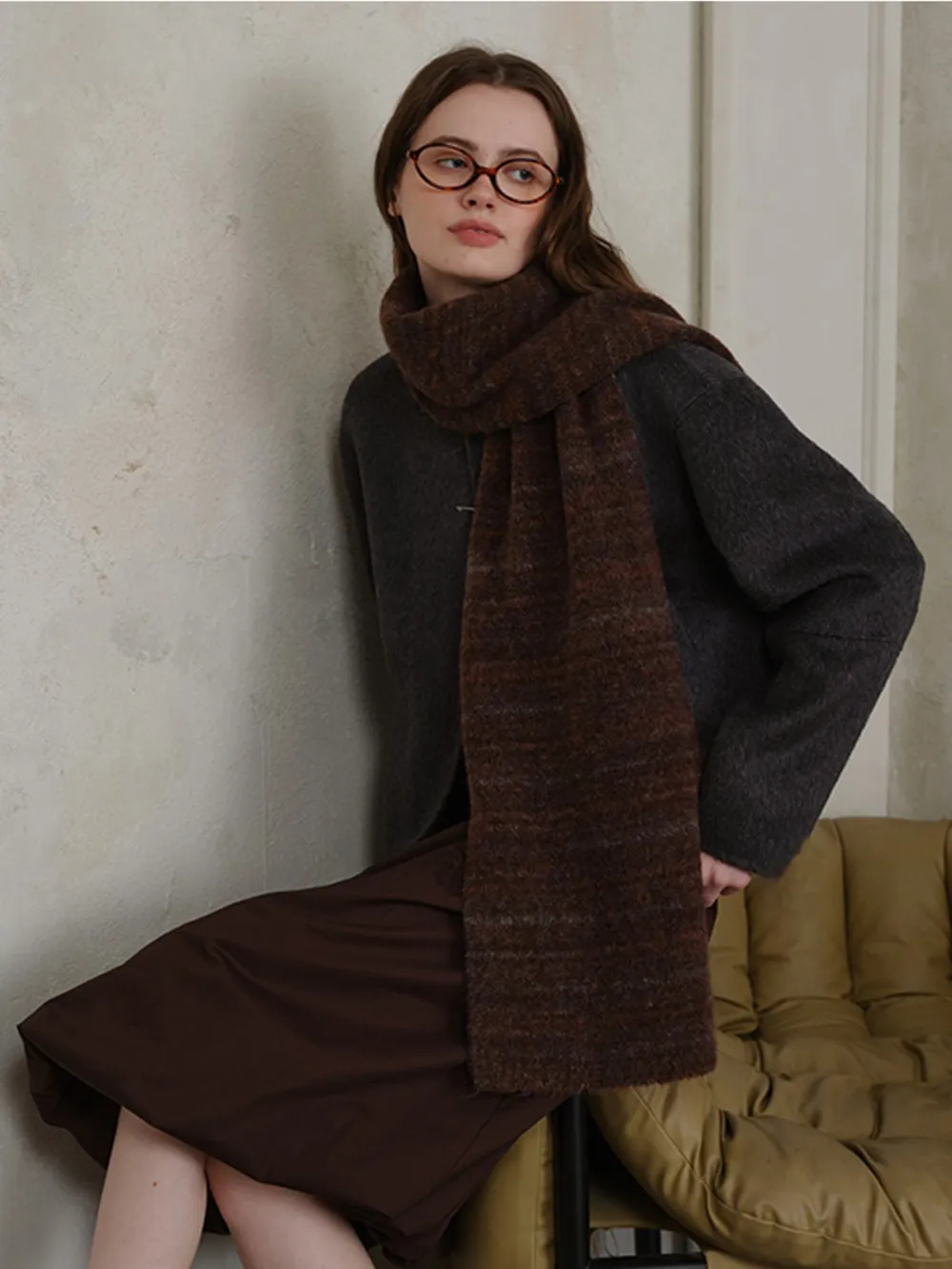 Striped Detail Knit Scarf, image 6