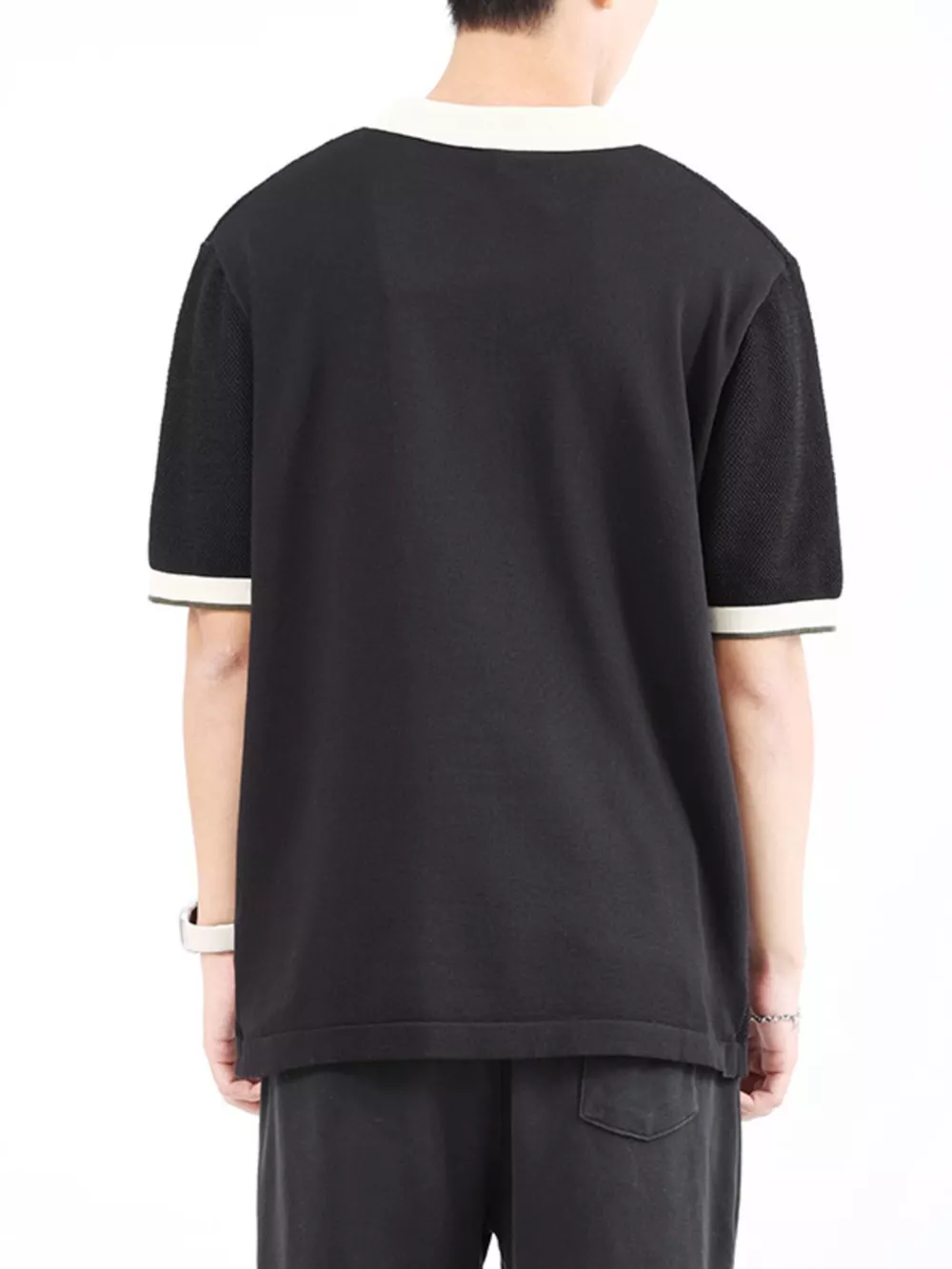 Men's Plus Size Textured Knit Polo with Zipper, image 7