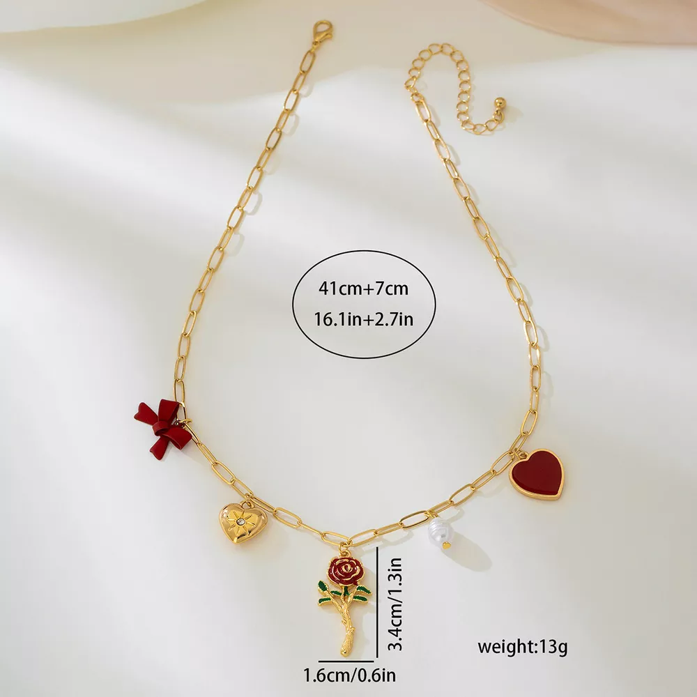 18K Gold-Plated Alloy Chain Necklace with Pendant, image 6