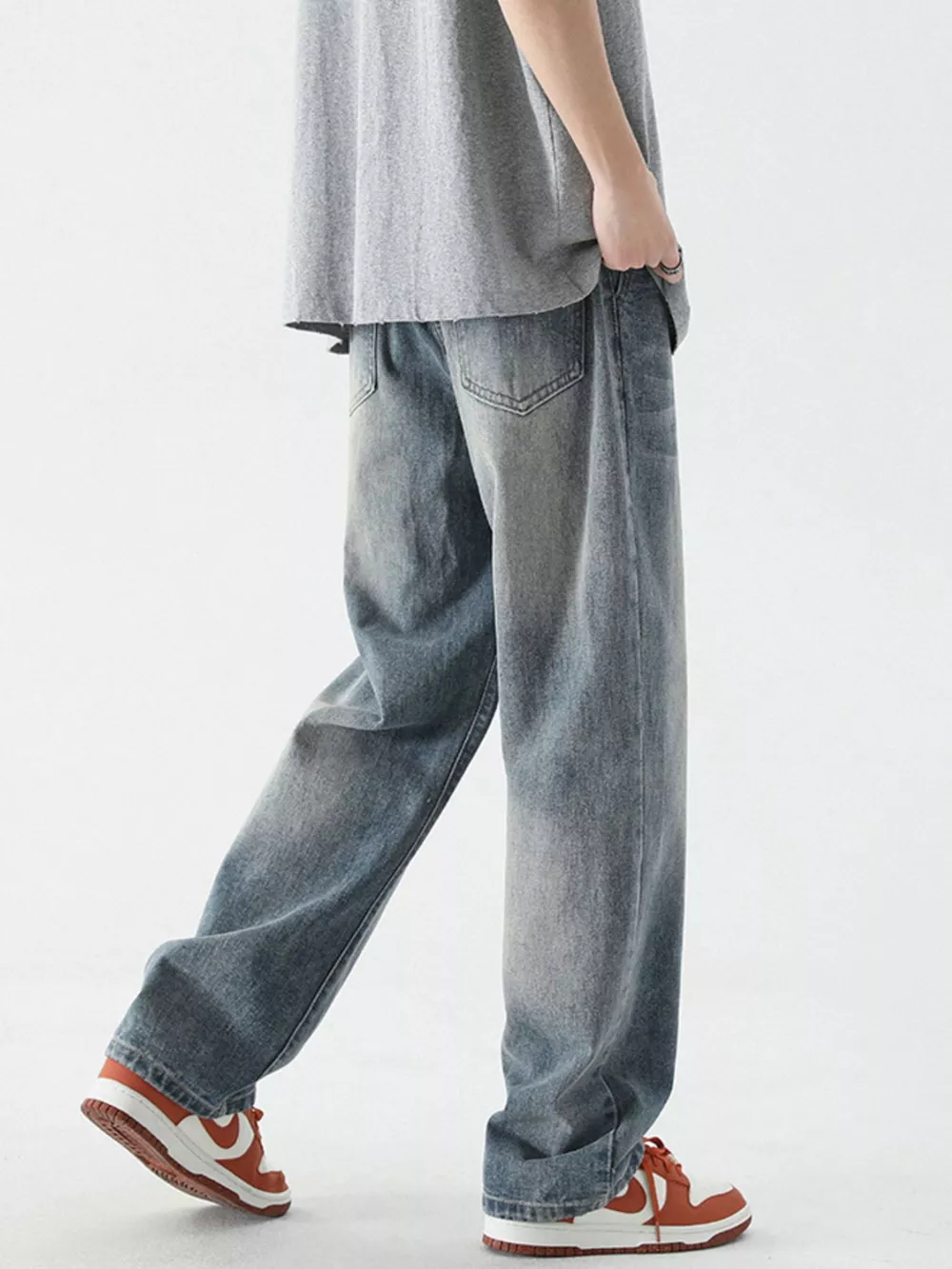 Men's Full Size Wide Leg Relaxed Fit Vintage Wash Jeans Plus Size, image 6