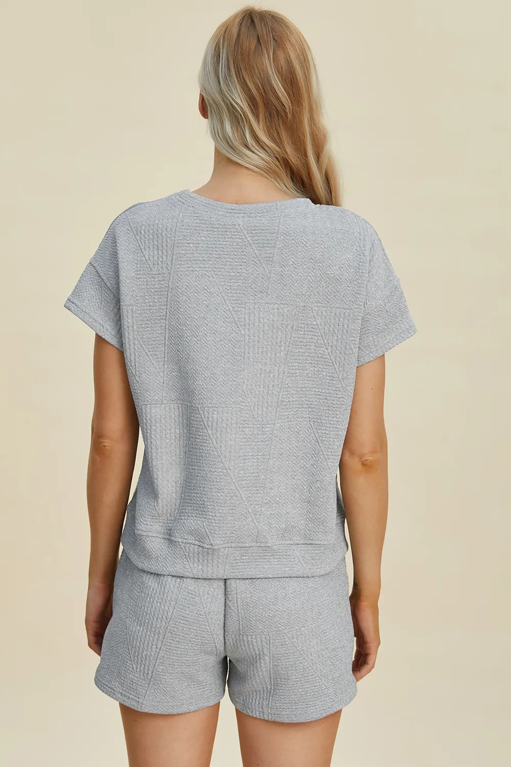Full Size Texture Short Sleeve Top and Shorts Set, image 26