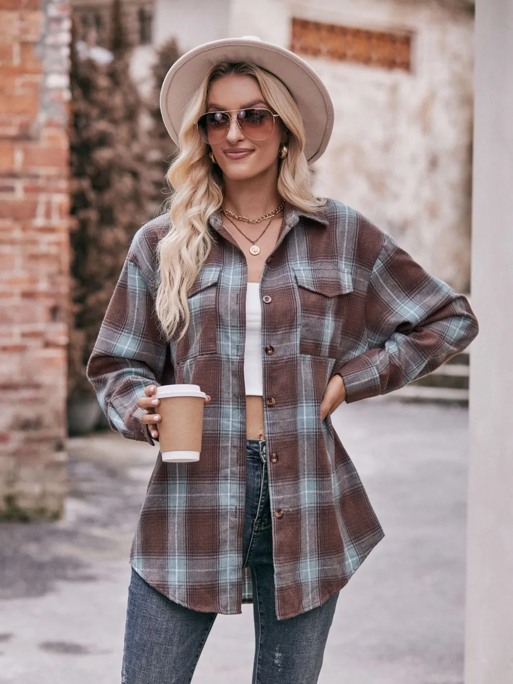 Plaid Button-Down Long Sleeve Shirt, image 9