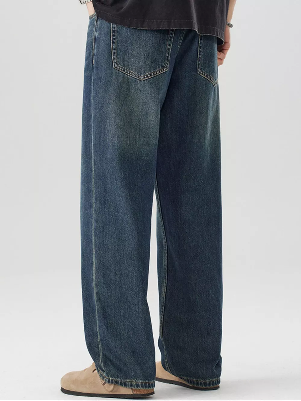 Men's Vintage Wash Wide Leg Jeans, image 5