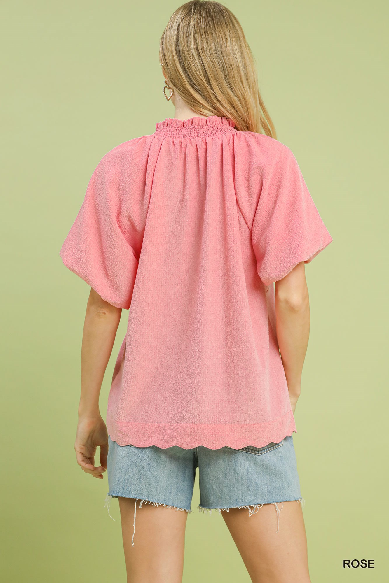 Scalloped Hem Textured Blouse, image 4