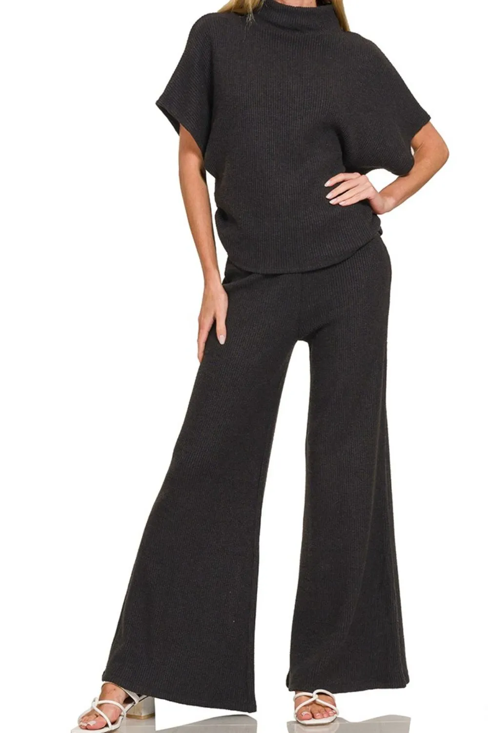 Wide Leg Flare Sweater Pants, image 3