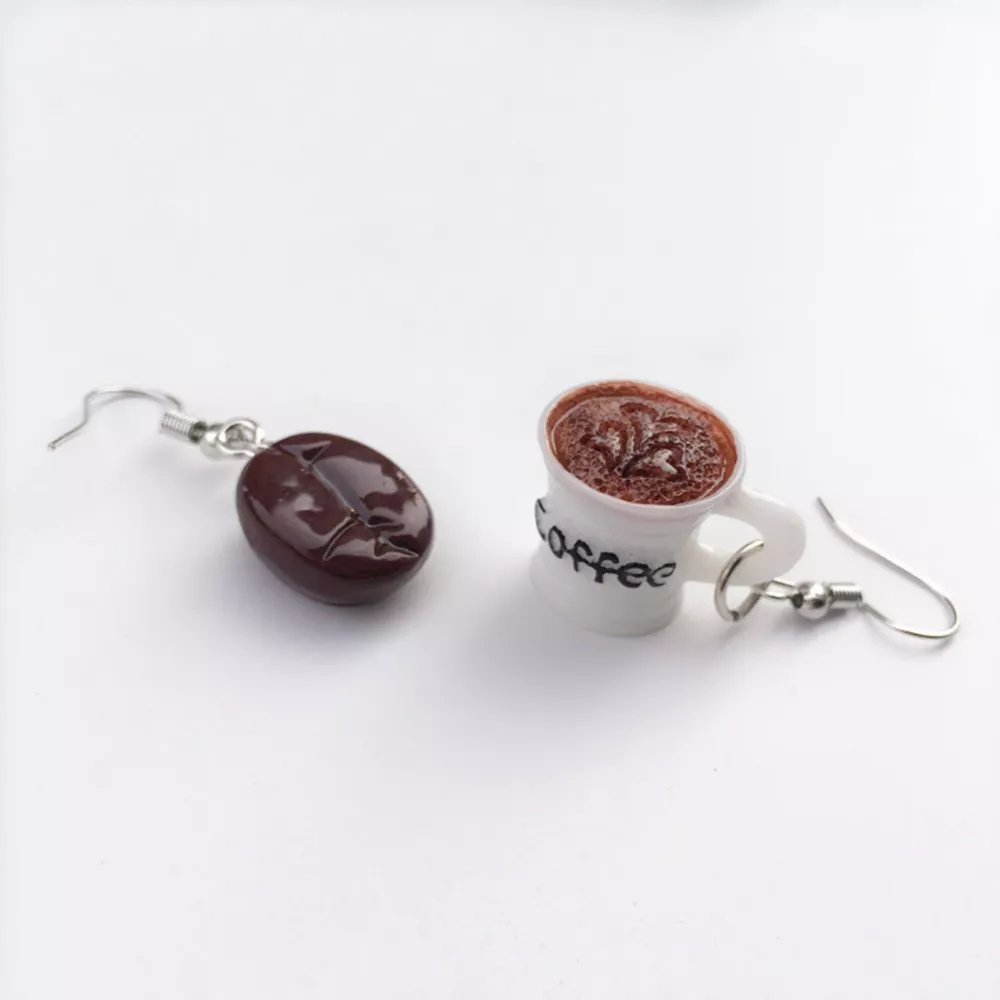 Coffee Bean and Cup Drop Earrings, image 3
