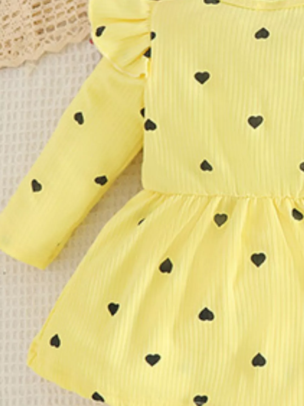 Children's Heart Print Dress & Headband Set, image 5