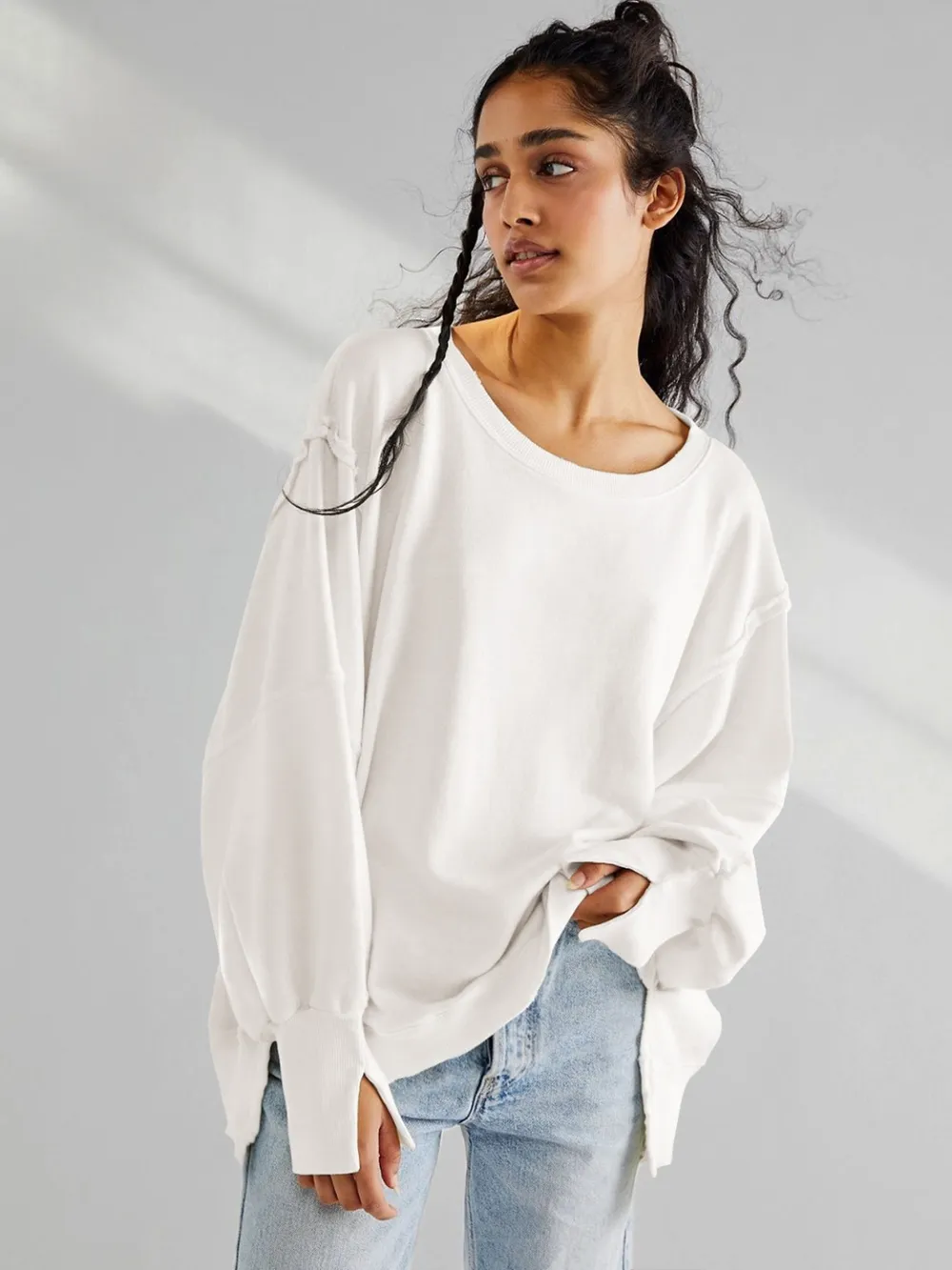 Slit Round Neck Dropped Shoulder T-Shirt, image 4