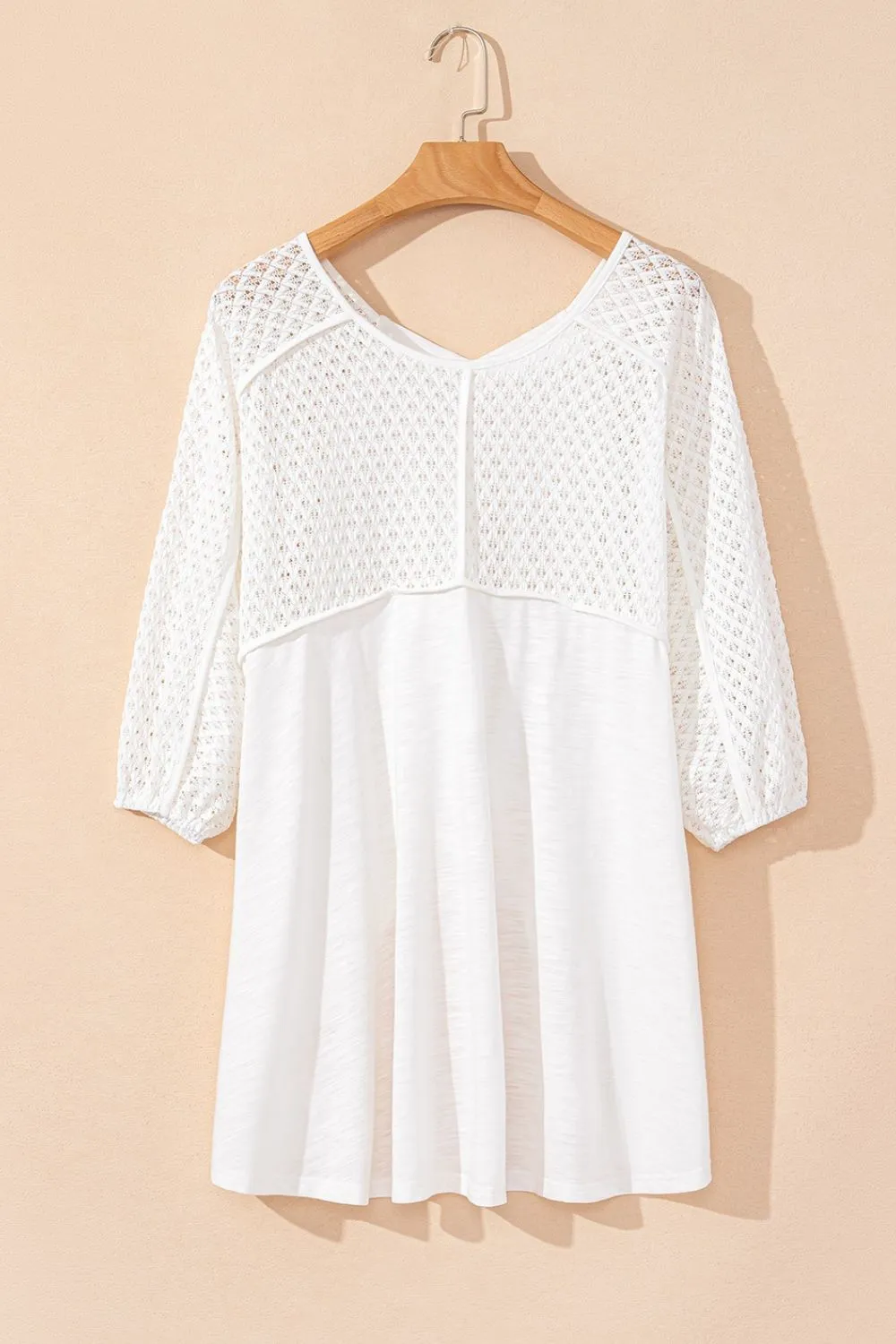 Openwork High Low Hem V Neck Oversized Top, image 11