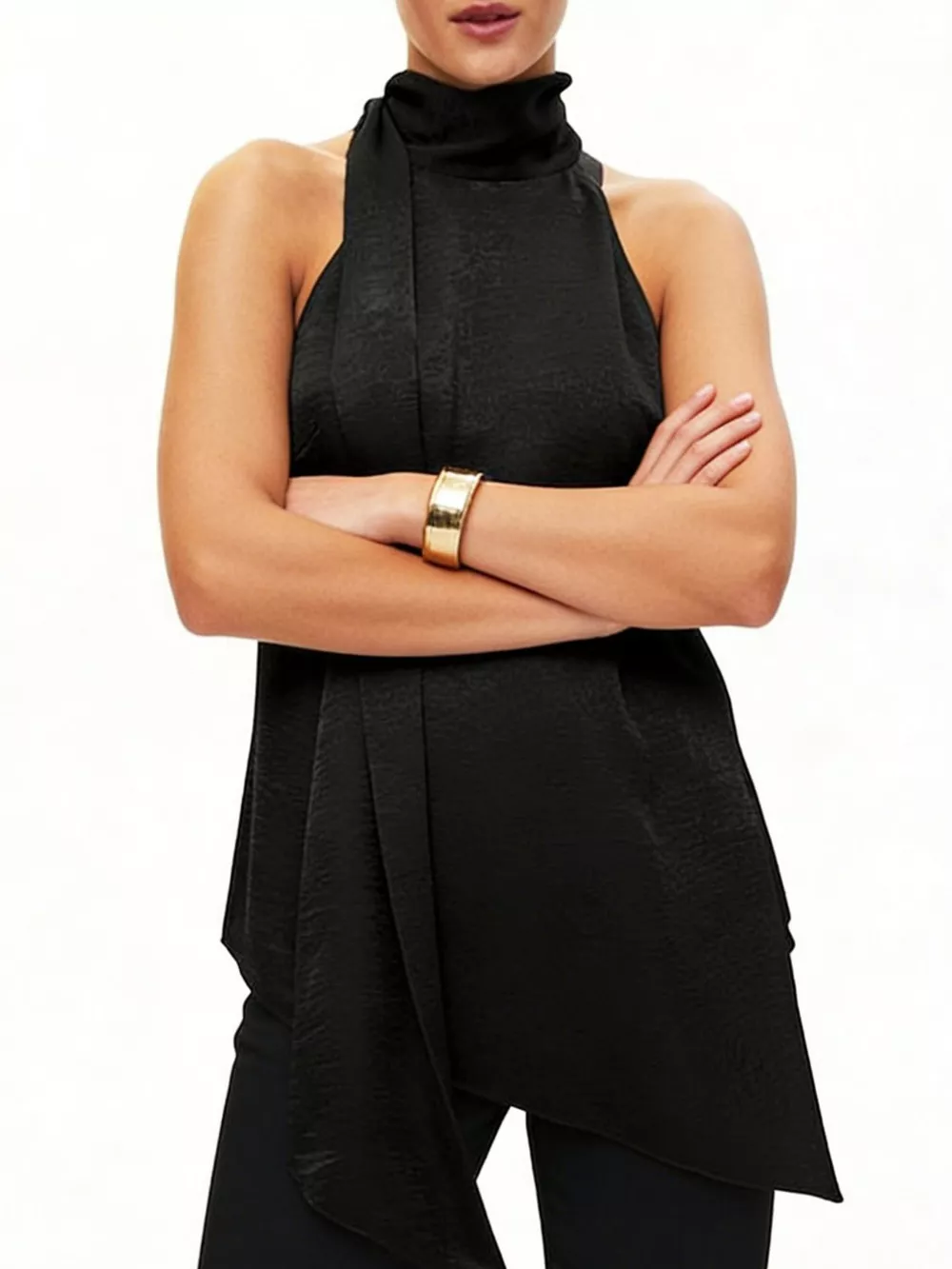 Elegant Halter Neck Asymmetrical Sleeveless Top, image 11
