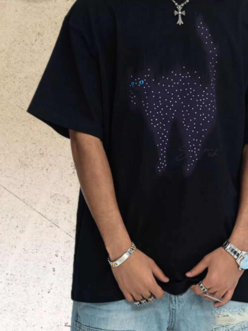 Men's Cat Graphic Short Sleeve T-Shirt, image 5