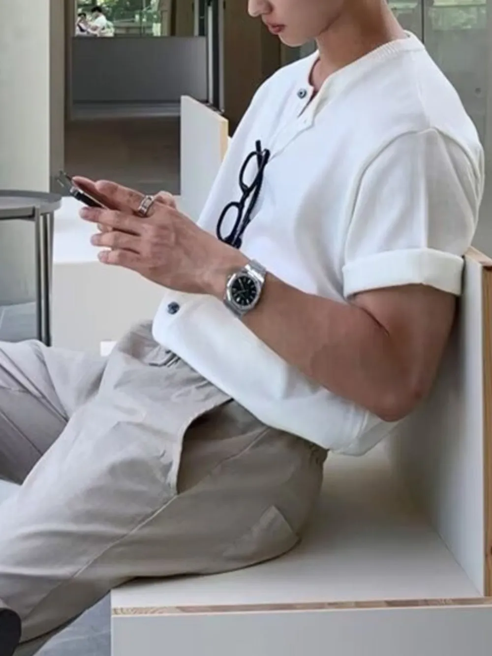 Men's Button Up Short Sleeve Top, image 6