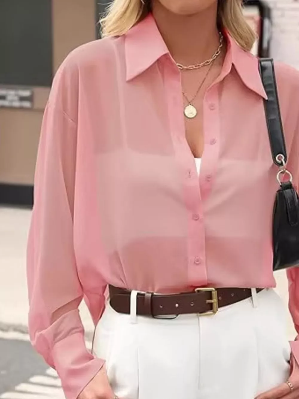 Elegant Sheer Long Sleeve Shirt, image 6