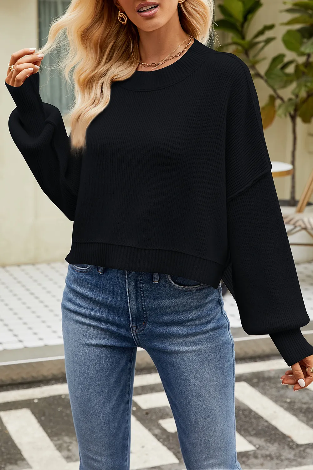 Round Neck Dropped Shoulder Sweater, image 31