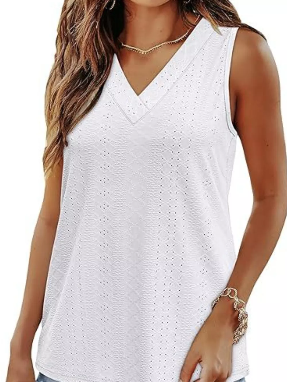 Eyelet V-Neck Tank, image 16