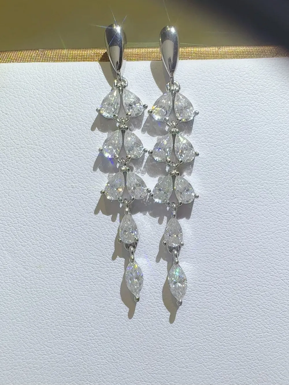 6 Carat Moissanite 925 Sterling Silver Bar Earrings, image 2