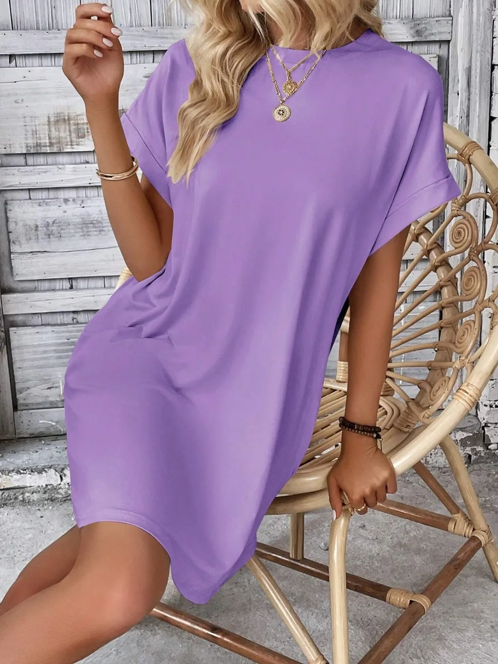 Round Neck Short Sleeve Mini Dress, image 21