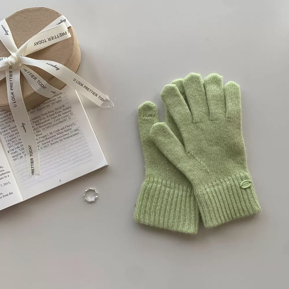 Knitted Solid Color Gloves, image 9