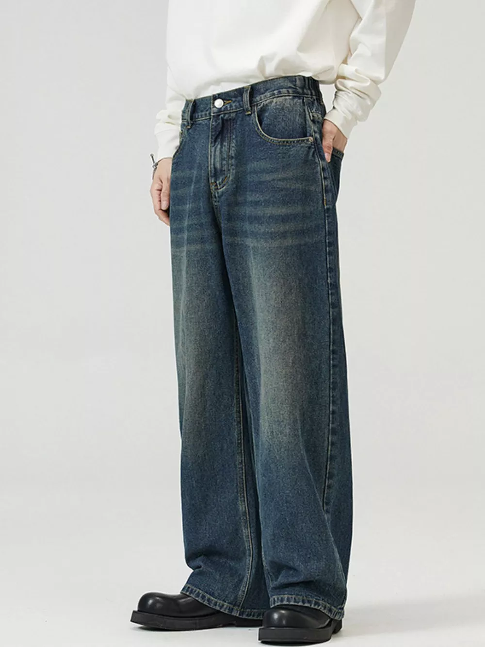 Men's Full Size Washed Straight Jeans Plus Size, image 8