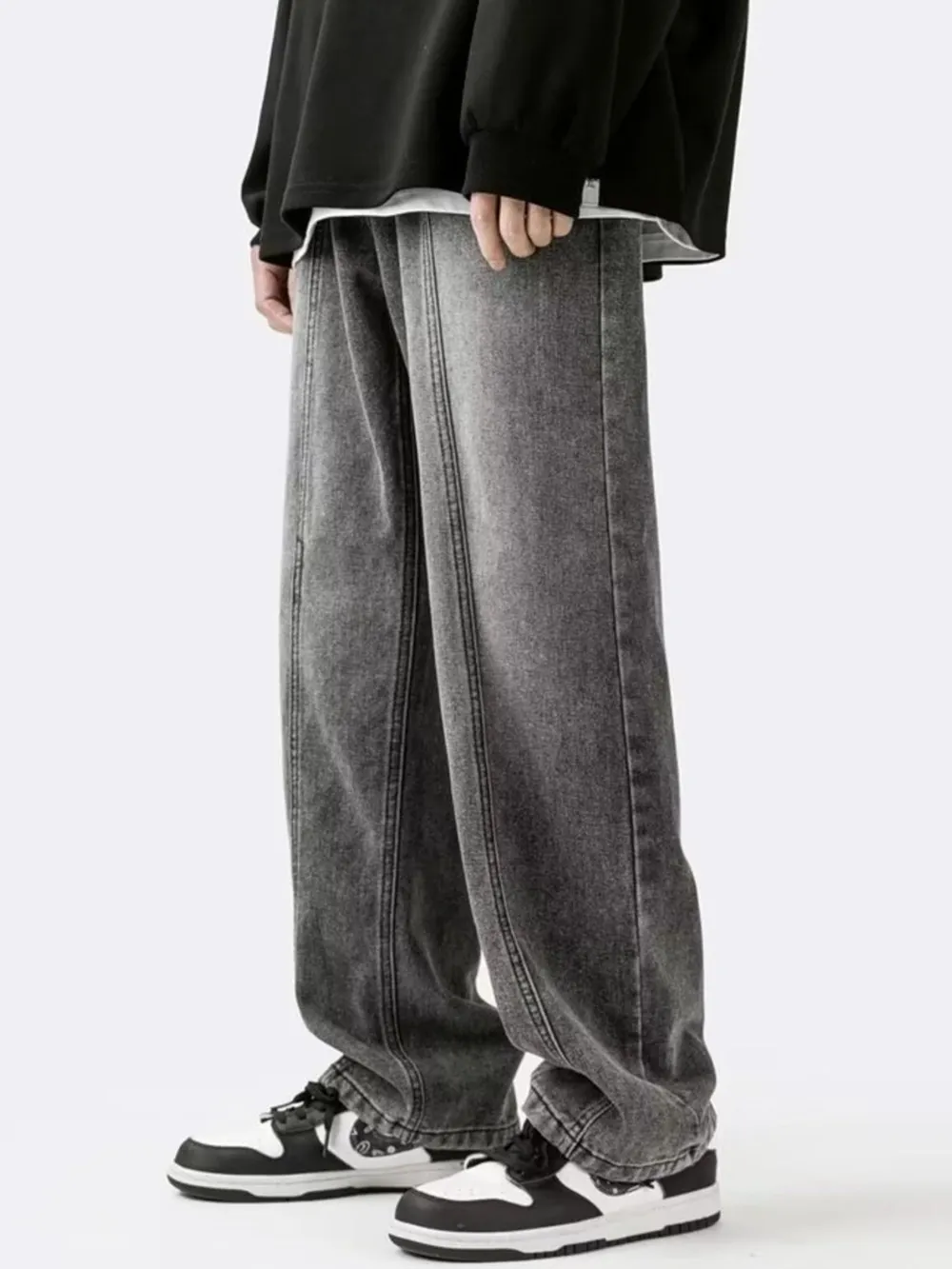 Men's Plus Size Wide Leg Relaxed Fit Jeans, image 7