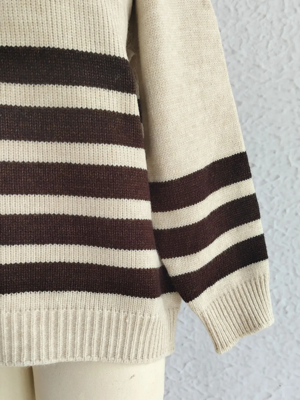 Striped Dropped Shoulder Long Sleeve Sweater, image 11