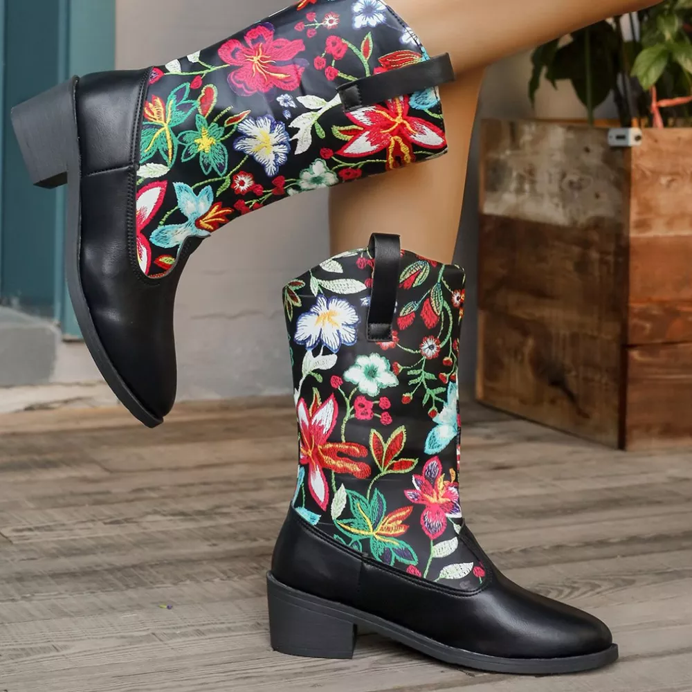 Floral Block Heel Boots, image 11