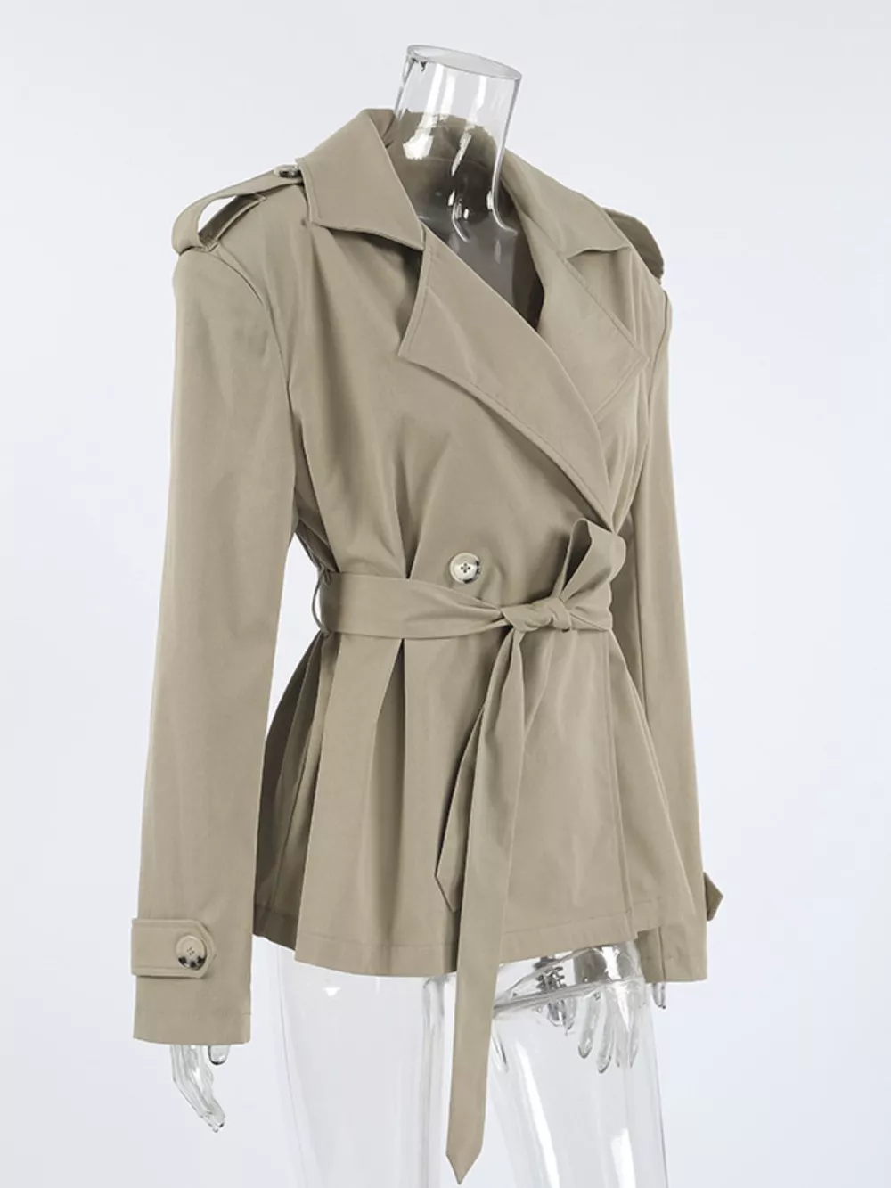 Chic Double-Breasted Belted Trench Coat, image 10