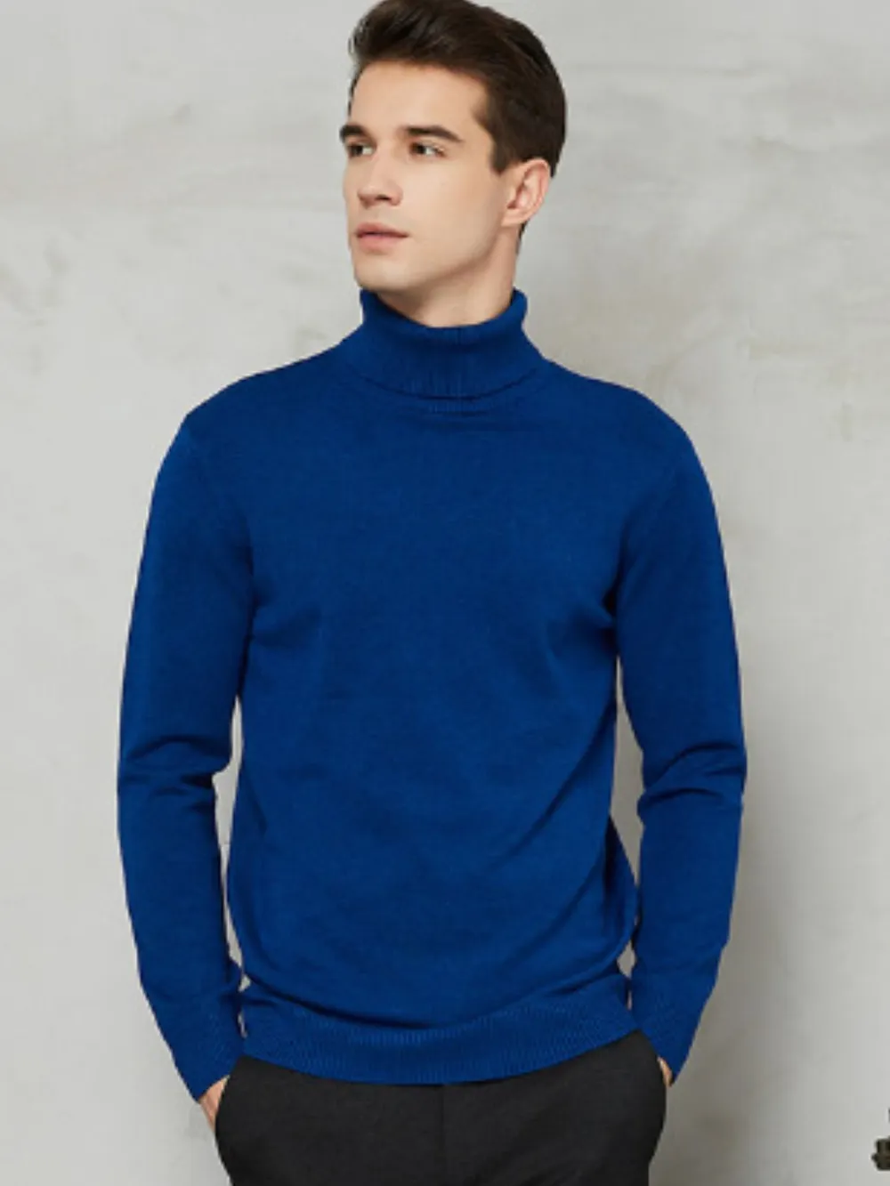 Men's Plus Size Turtleneck Long Sleeve Sweater, image 3