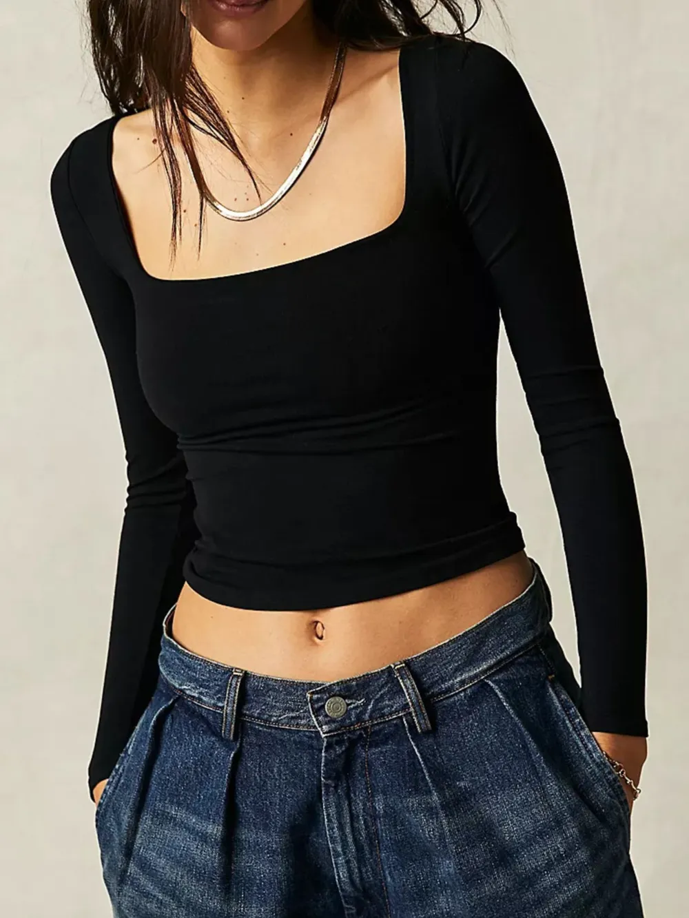 Square Neck Fitted Long Sleeve T-Shirt, image 11