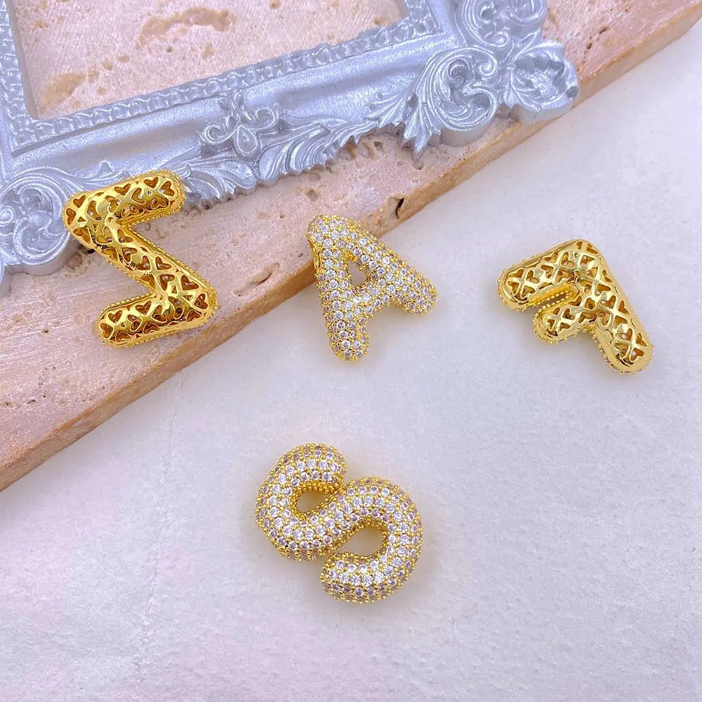 Inlaid Zircon Bubble Initial Necklace, image 3