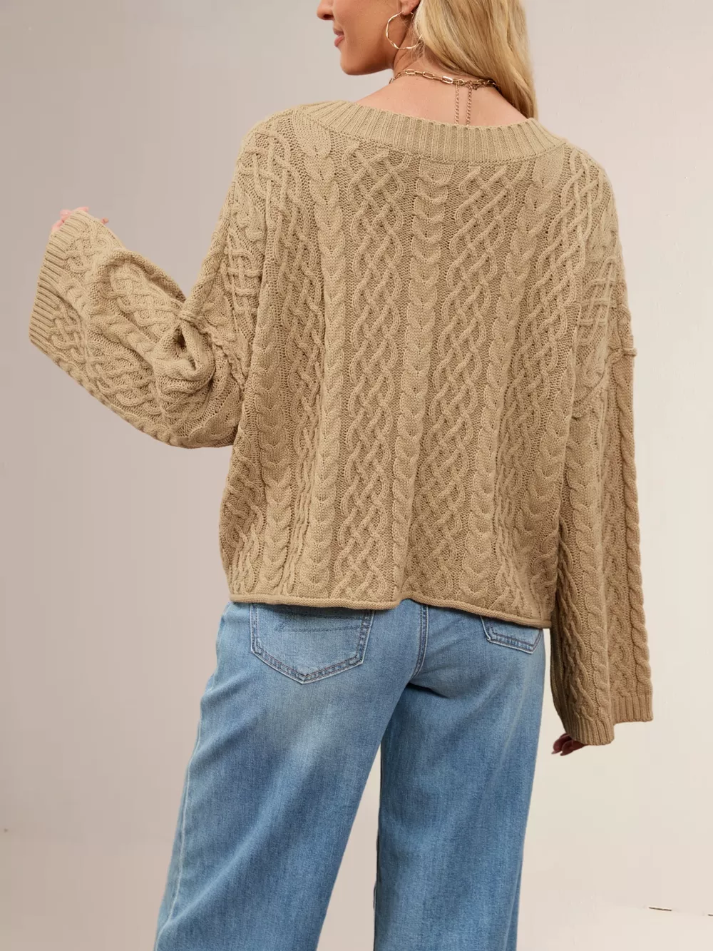 Cable Knit Button-Down Cardigan, image 16