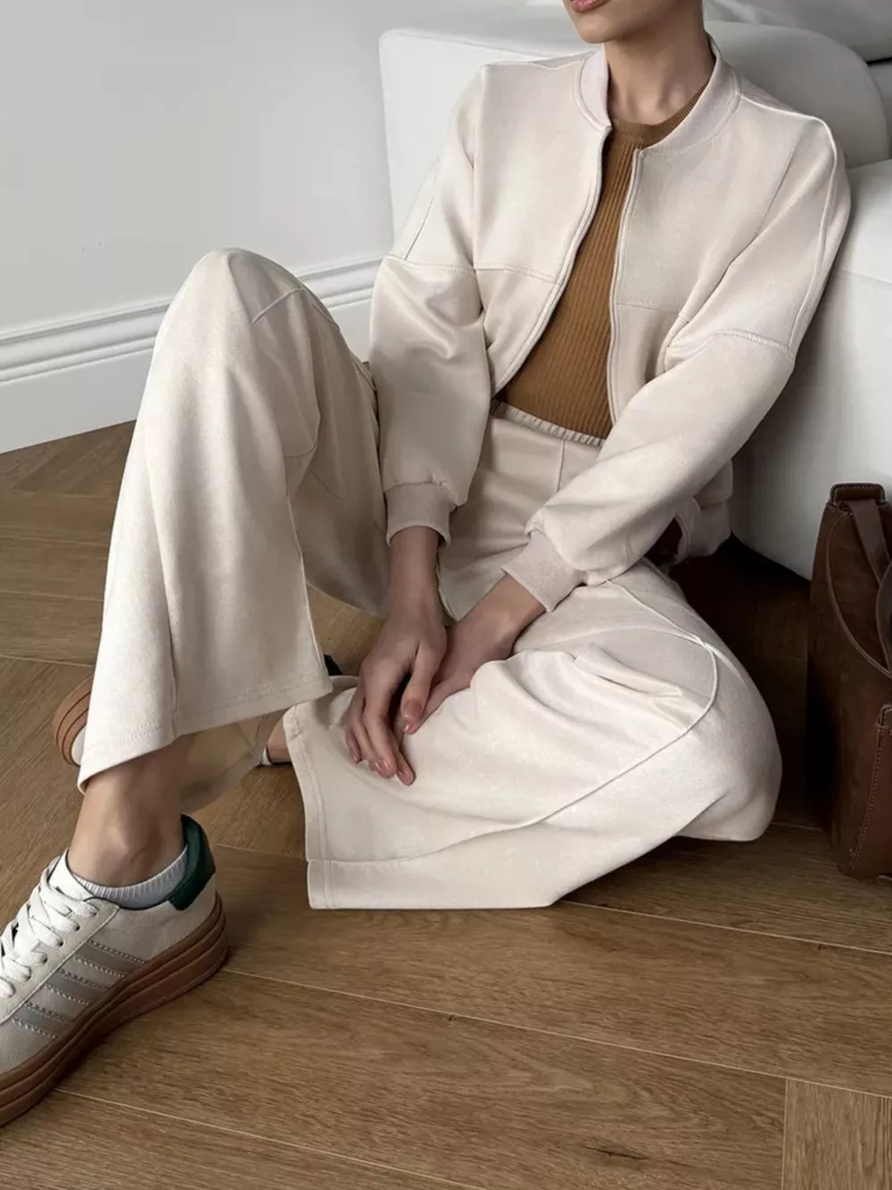 Zip Up Sweatshirt and Wide-Leg Pants Set, image 6