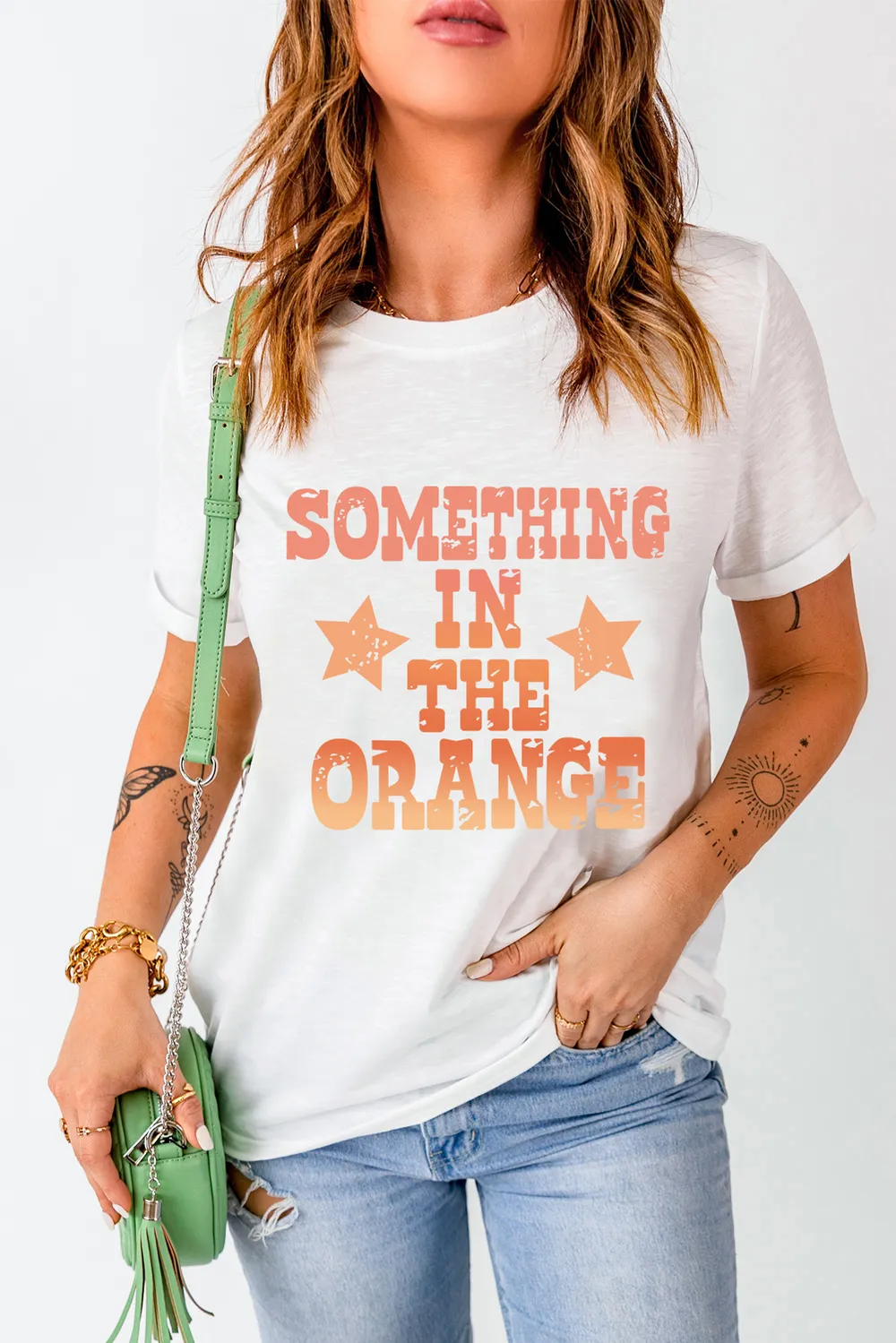 Letter Graphic Round Neck Short Sleeve T-Shirt, image 5