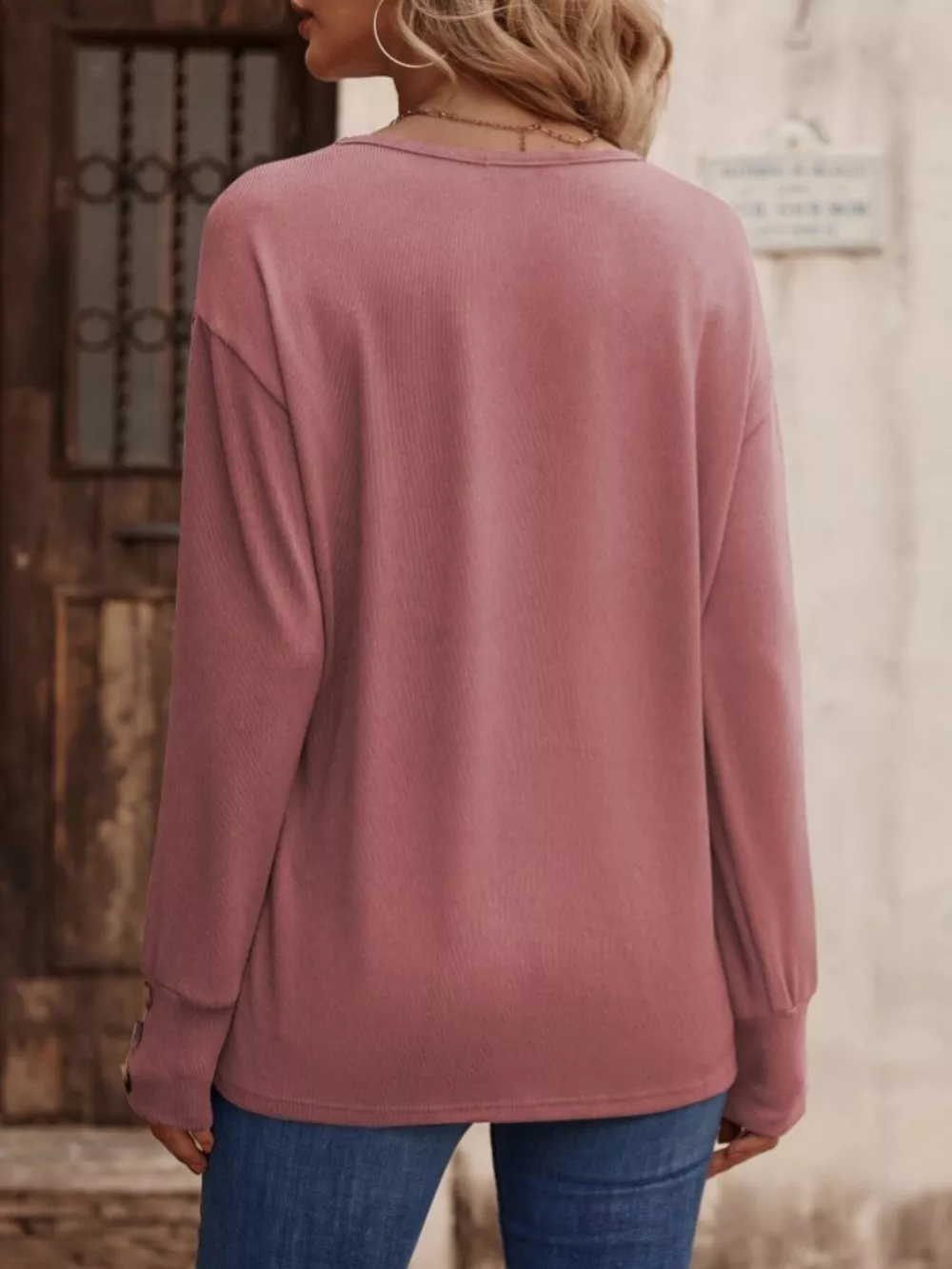 V-Neck Long Sleeve T-Shirt, image 10