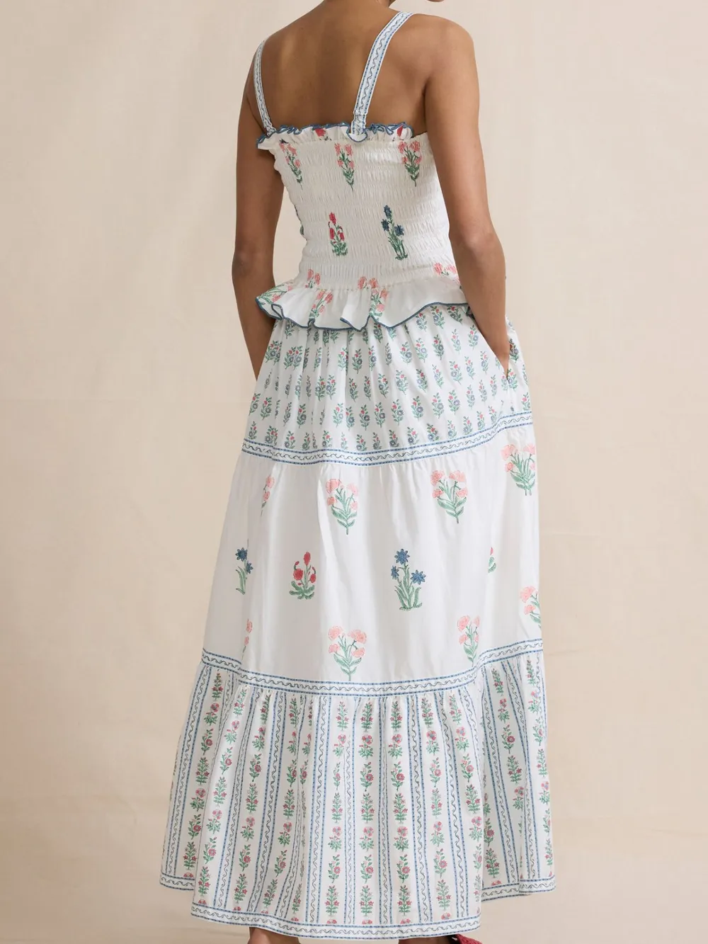 Smocked Ruffled Square Neck Maxi Dress, image 3