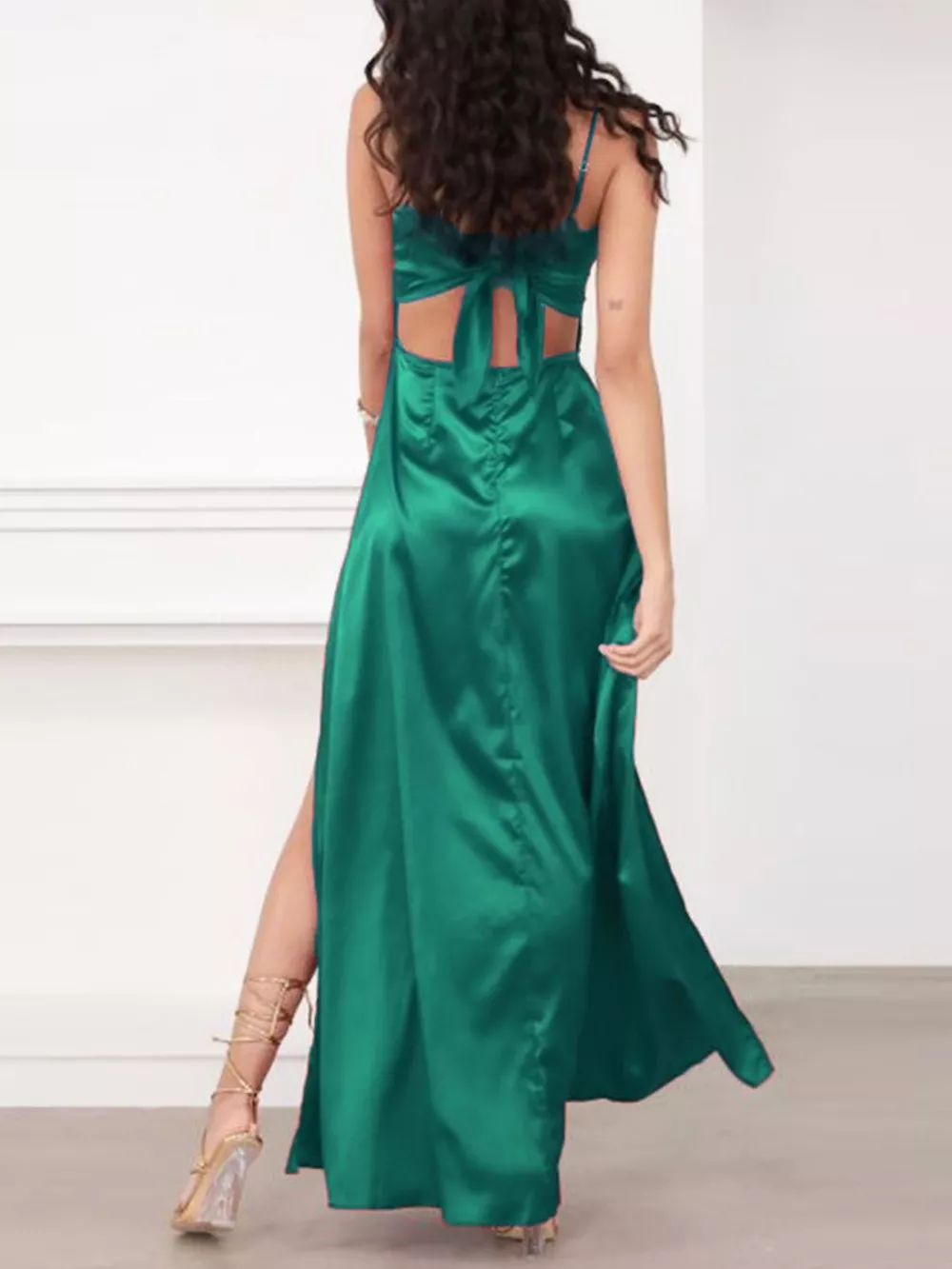 Spaghetti Strap High-Slit Maxi Dress, image 7