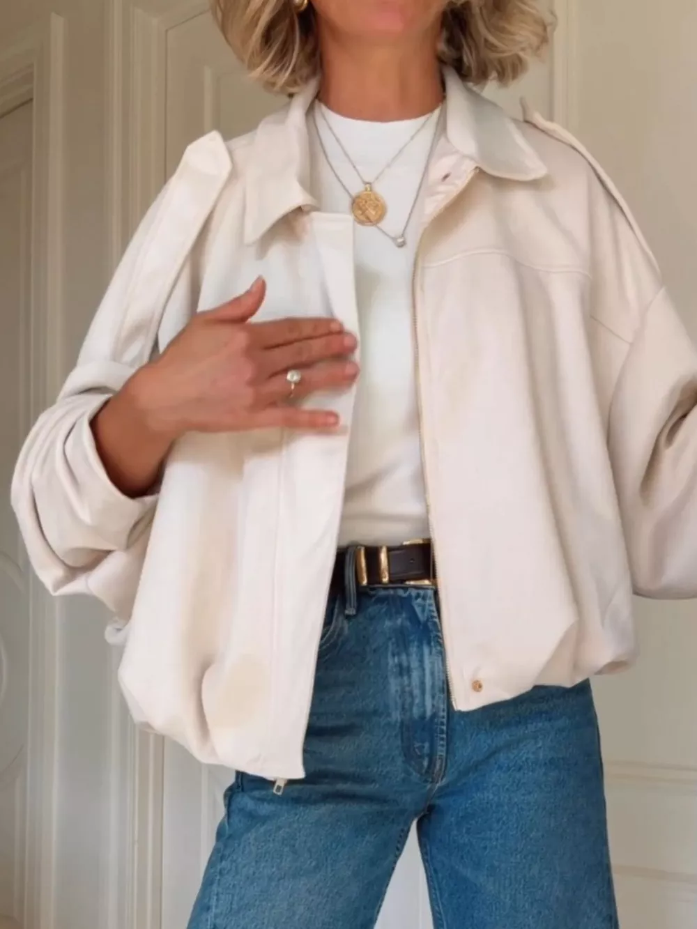 Zip Up Dropped Shoulder Suede Jacket, image 9