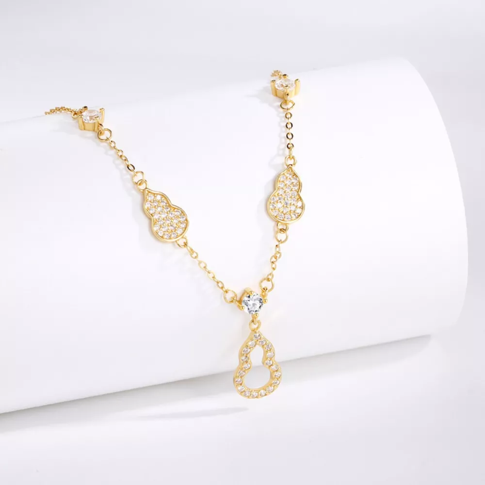 925 Sterling Silver Zircon Gourd Necklace