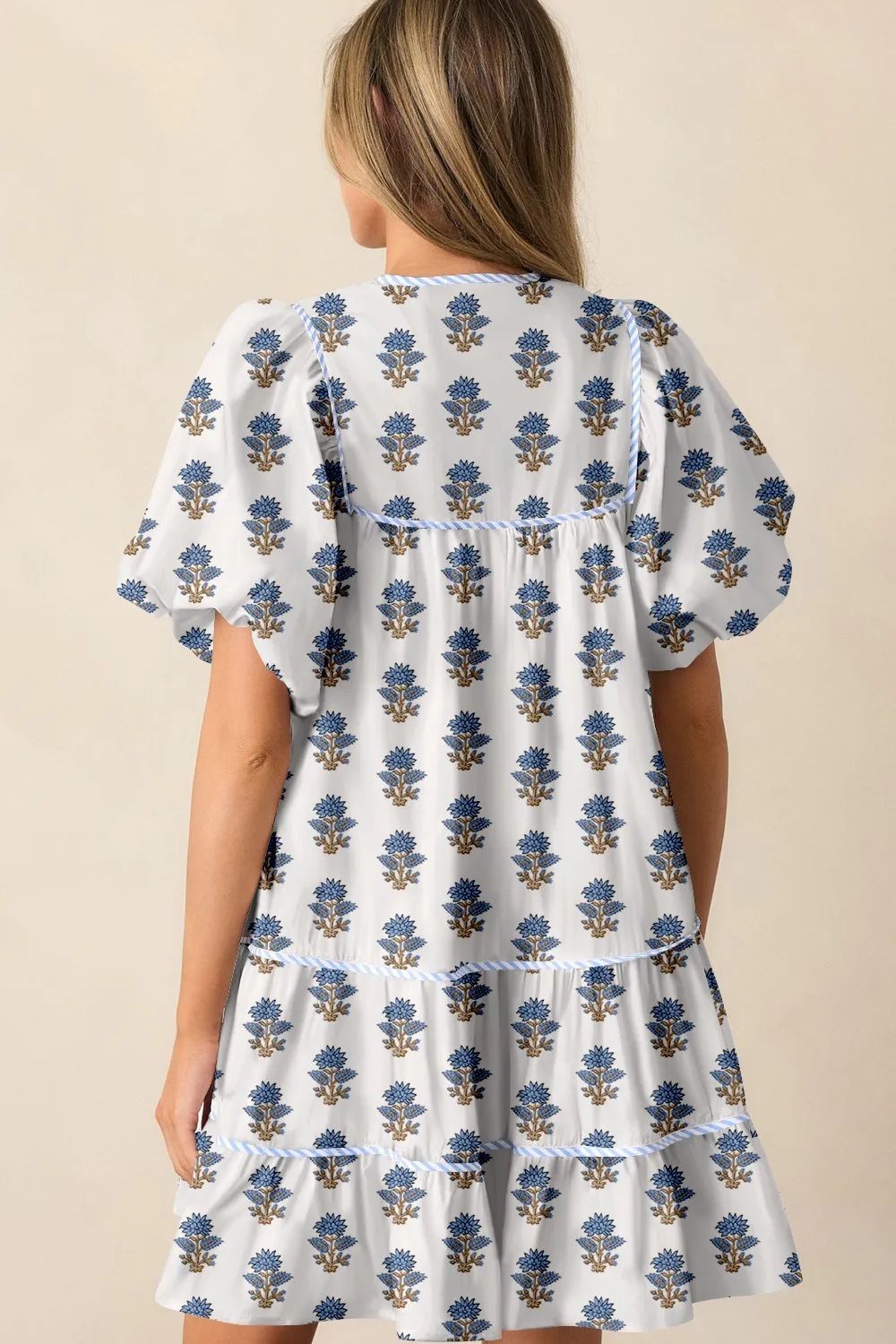Floral Puff Sleeve Mini Dress with Pockets, image 7