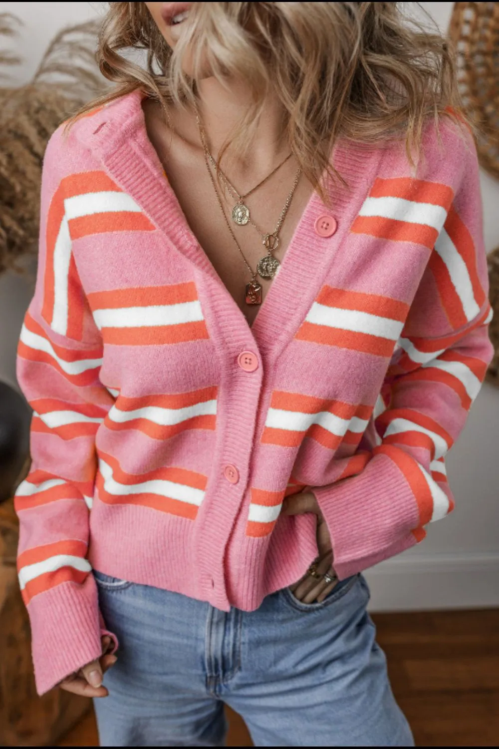 Striped Button Down Long Sleeve Cardigan, image 17