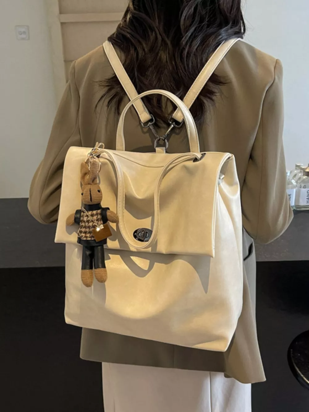 Leather Flap Backpack Bag, image 5