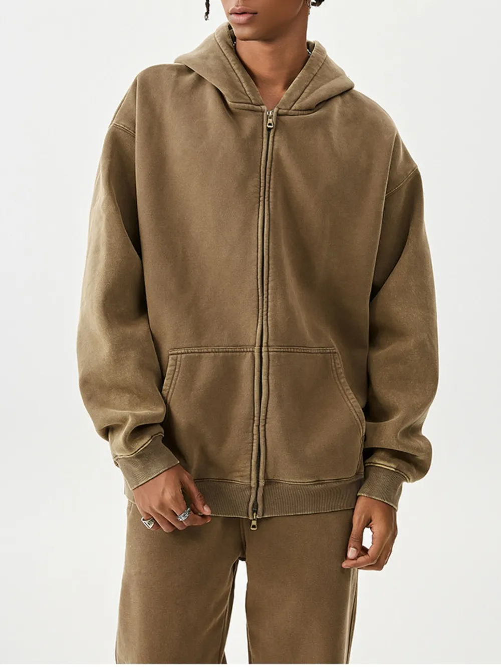 Men's Oversized Zip-Up Hoodie, image 3