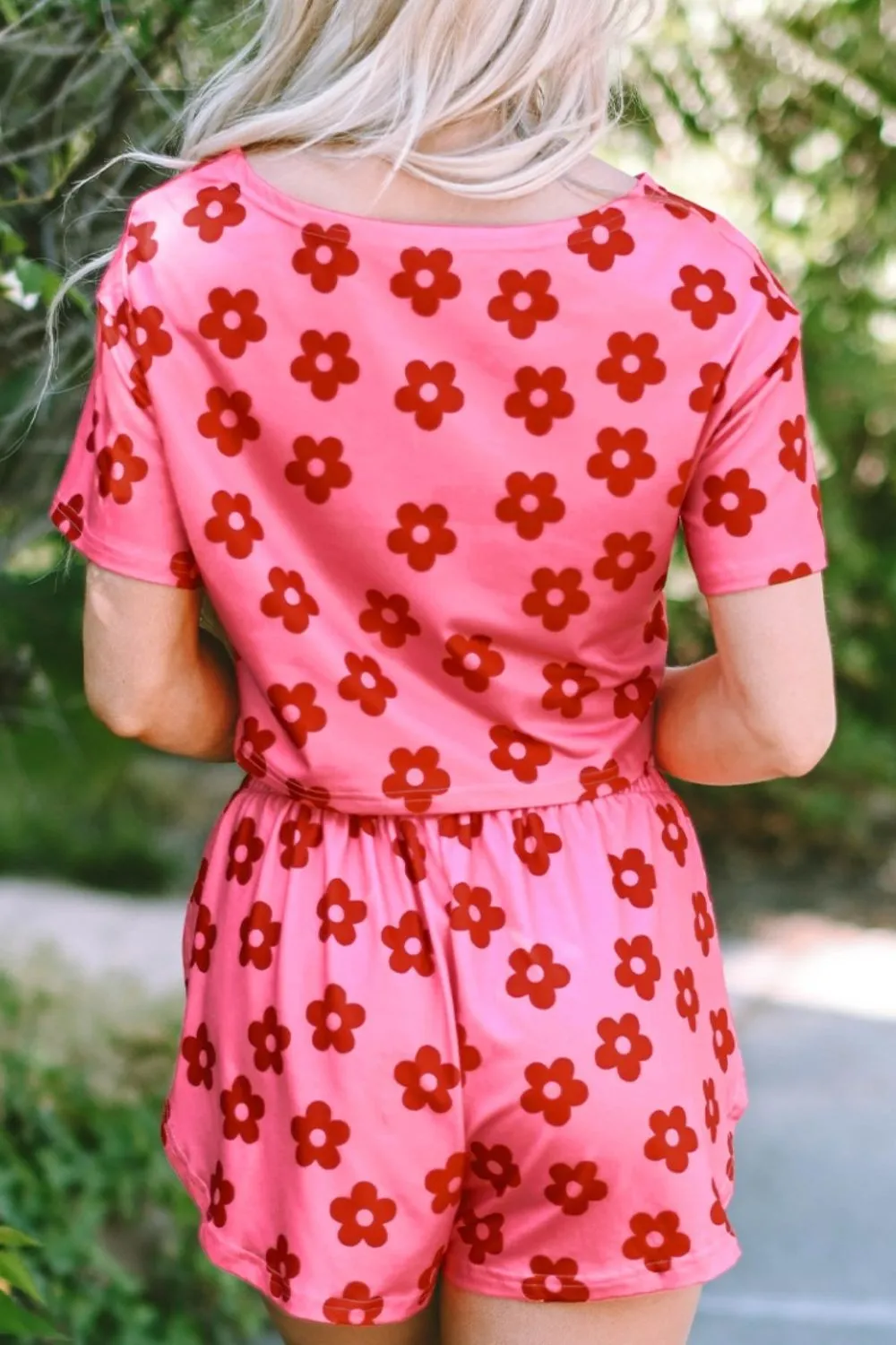 Floral Cropped Tee and Shorts Lounge Set, image 5