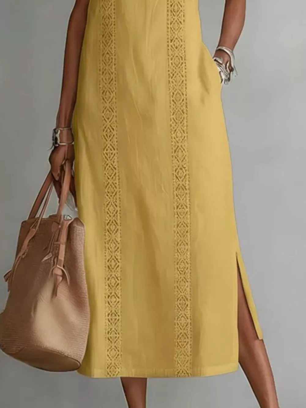 Full Size Side Slit Sleeveless Midi Dress Plus Size, image 10