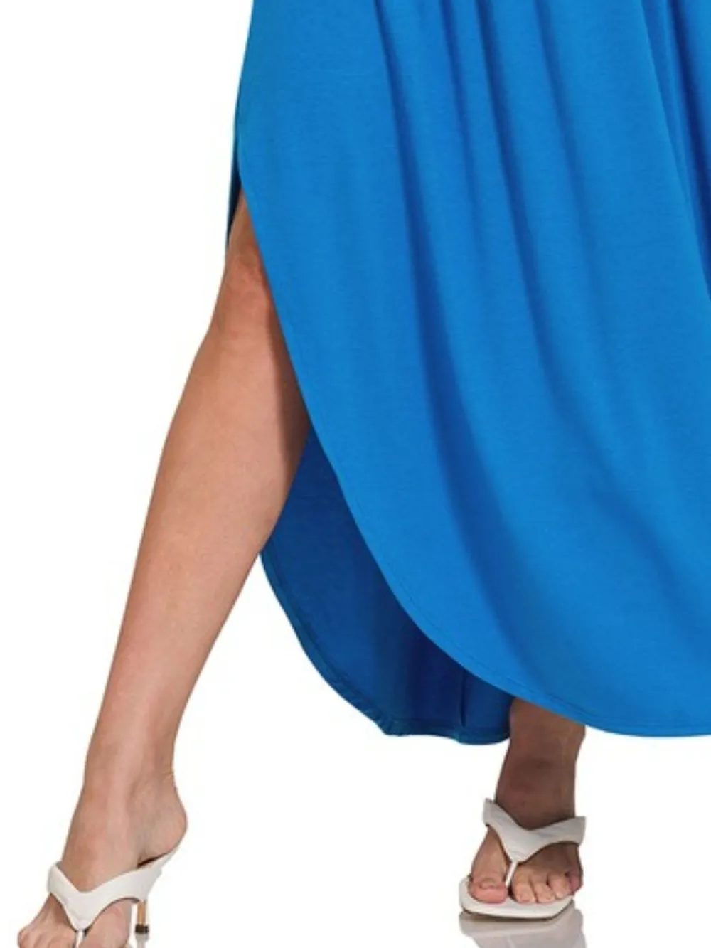 Smocked Waist Side Slit Maxi Skirt With Pockets, image 2
