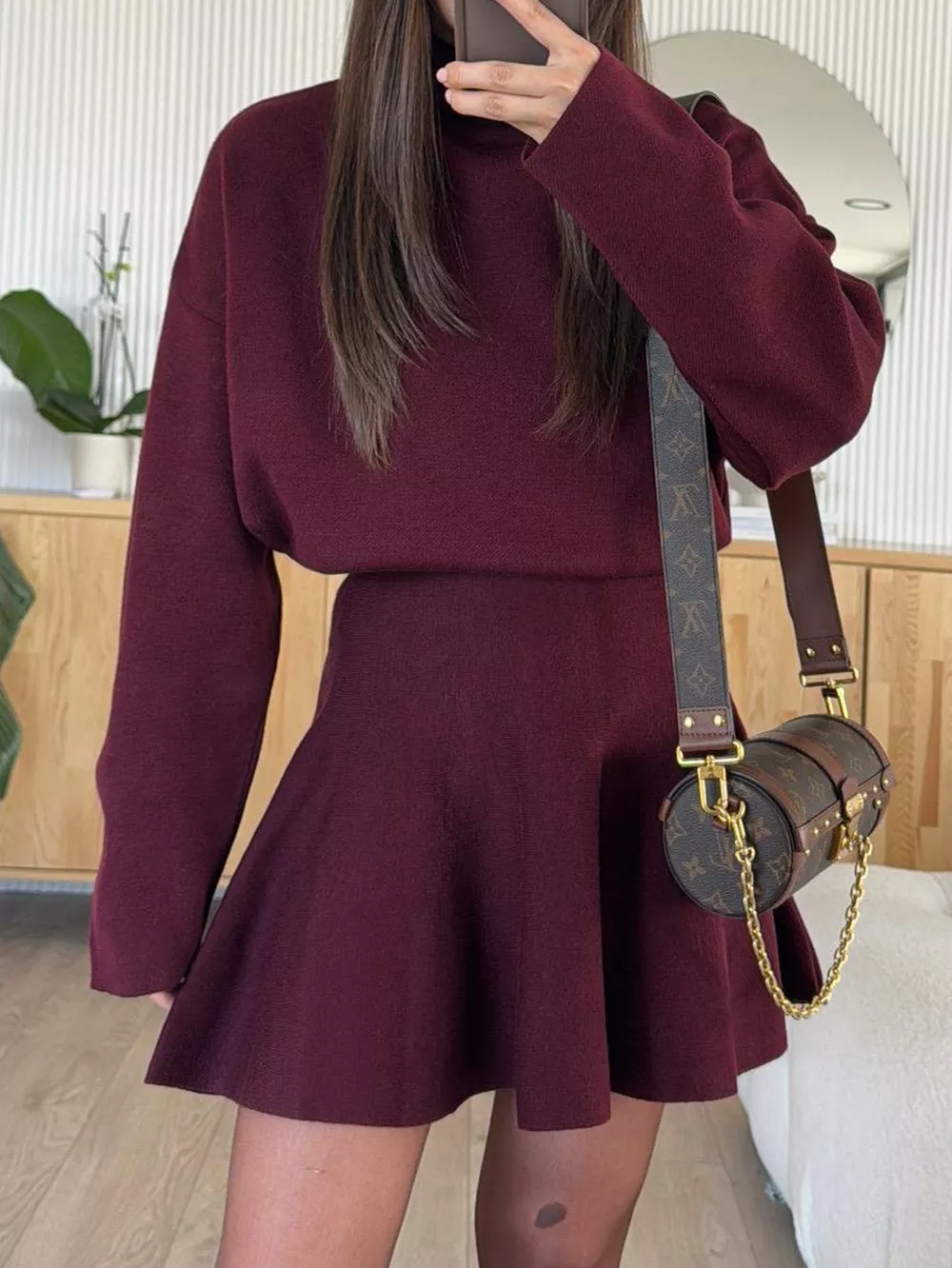 Turtleneck Dropped Shoulder Sweater and Skirt Set, image 8