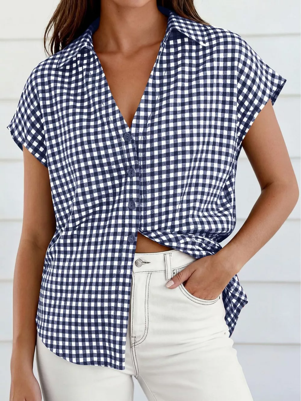 Gingham Print Button-Down Shirt, image 9
