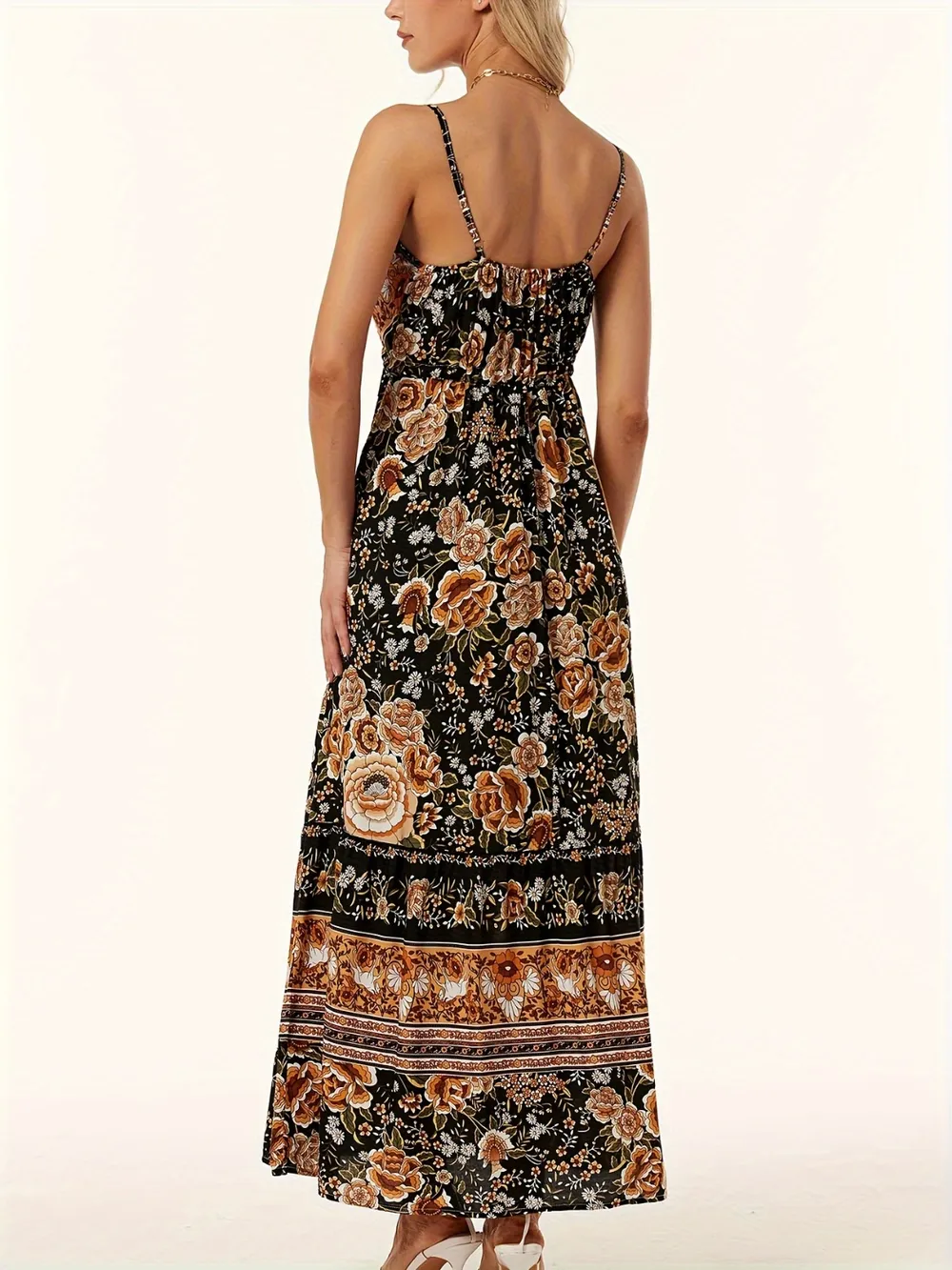 Printed Scoop Neck Midi Cami Dress, image 6