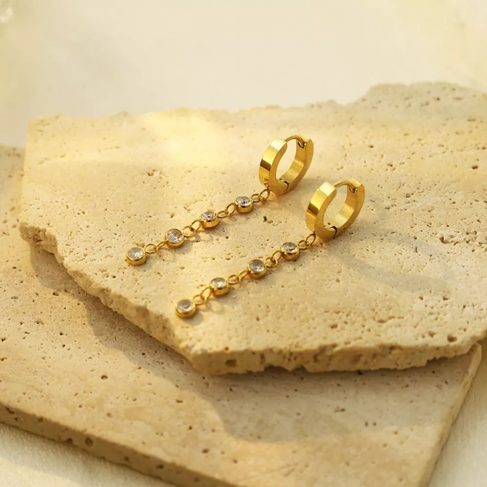 18K Gold-Plated Hoop Drop Earrings, image 2